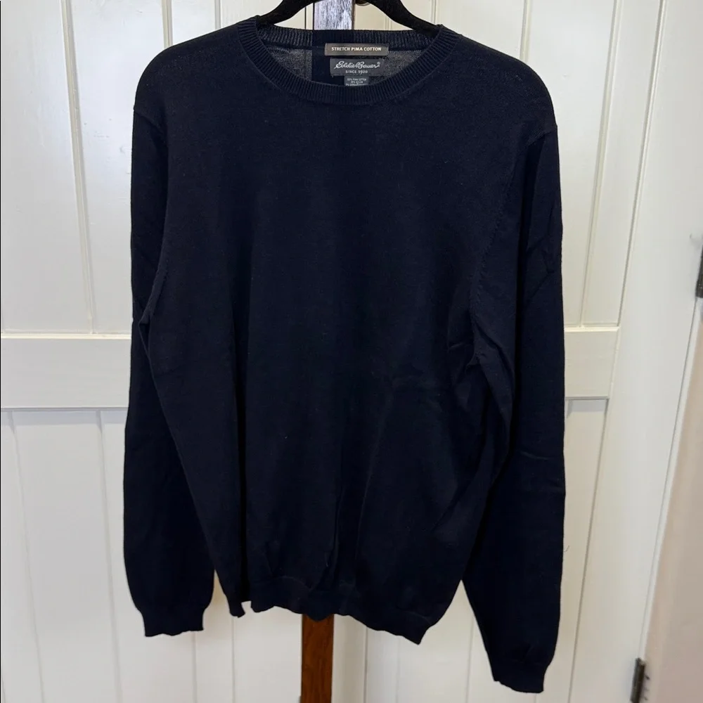 NWT Eddie Bauer Navy Stretch‎ Pima Cotton Crewneck – Size M